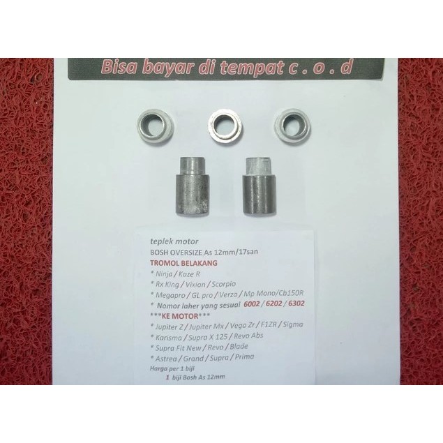 As 12mm/Bosh Tromol Belakang Rx King Ninja Vixion Megapro Scorpio Kaze R/Bearing 6202/Laher 6302