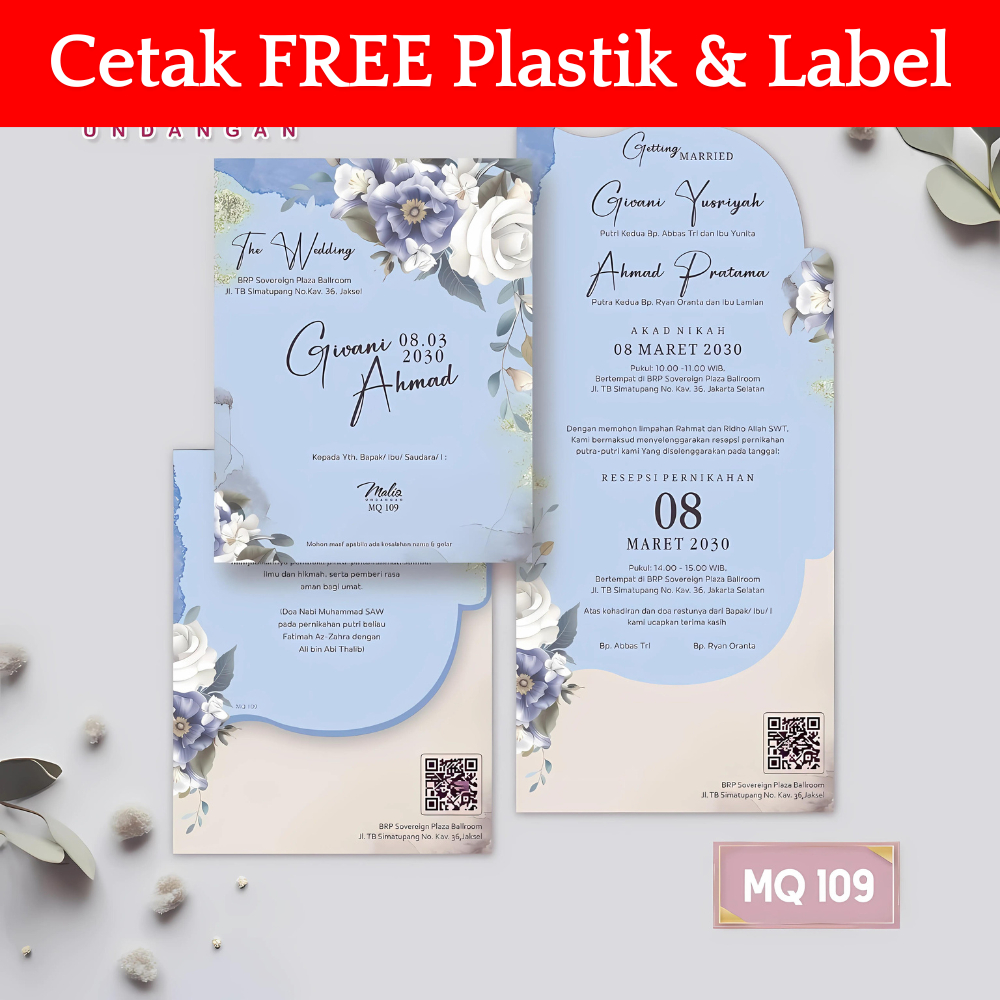 MALIQ 109 | Undangan Pernikahan Sudah Cetak Siap Pakai Gratis Plastik dan Label | Kertas Blangko Und