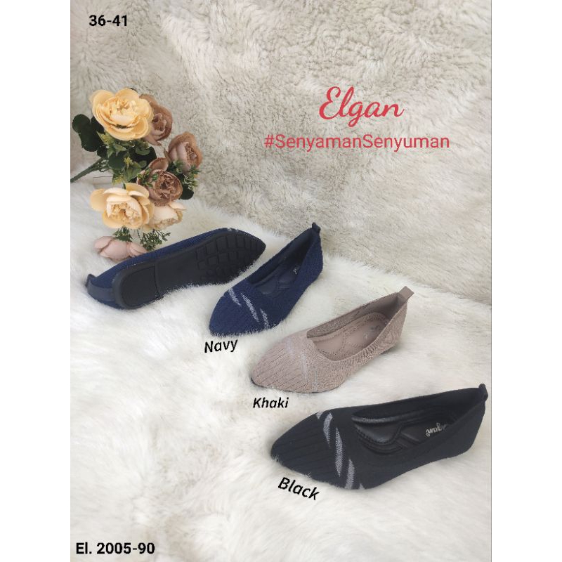 SEPATU PANSUS WANITA ELGAN LEPES BAHAN RAJUT  IMPORT#2005-90