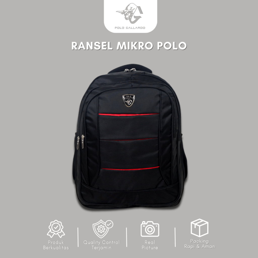 Tas Ransel Sekolah Kuliah Kerja Pria Wanita Polo Gallardo Iron Dome Series Backpack Free Rain Cover