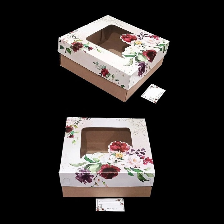 

( 3 pcs ) Dus Motif Bunga Packaging Brownies Kotak Box 25x25x10 cm Hampers Kado Ultah