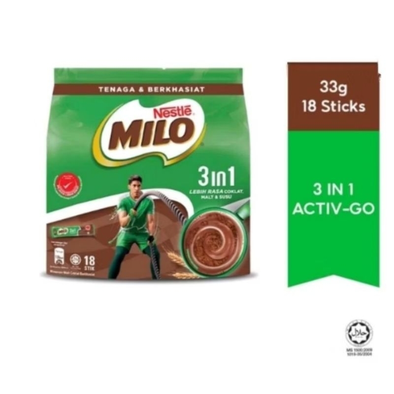 

Milo 3in1 Original Malaysia (18 stik x 33 gram)