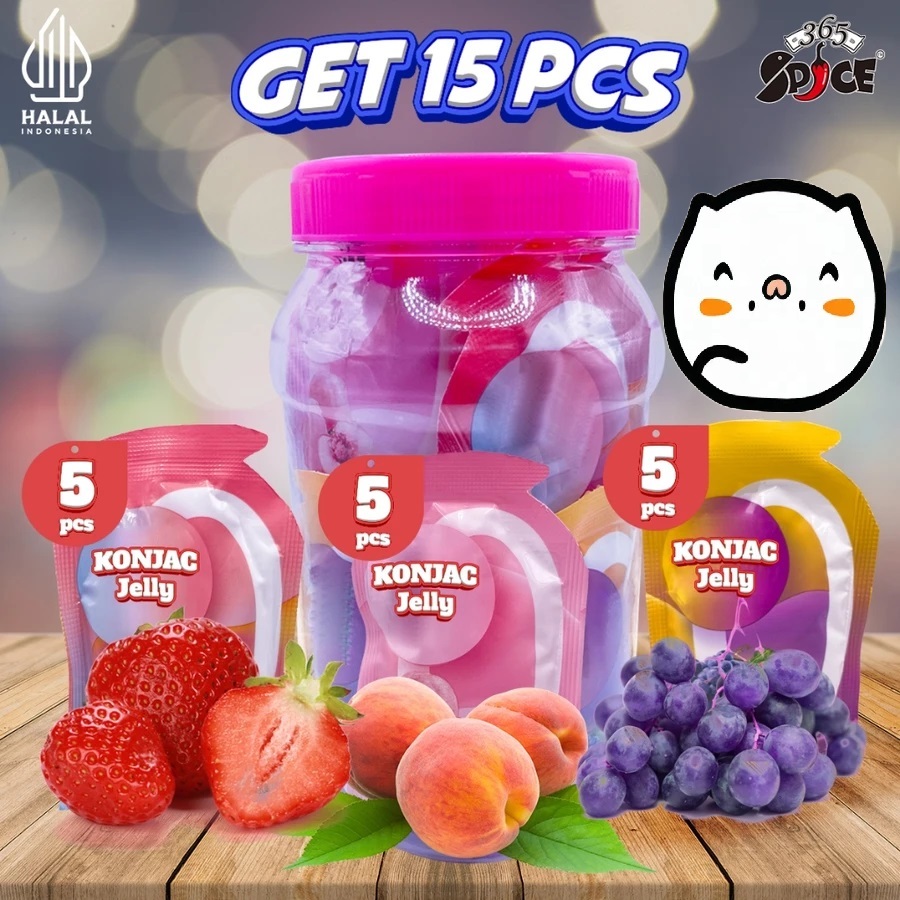

15 pcs Konjac Jelly Strawberry Puding Peach Perman Grape Halal Snack