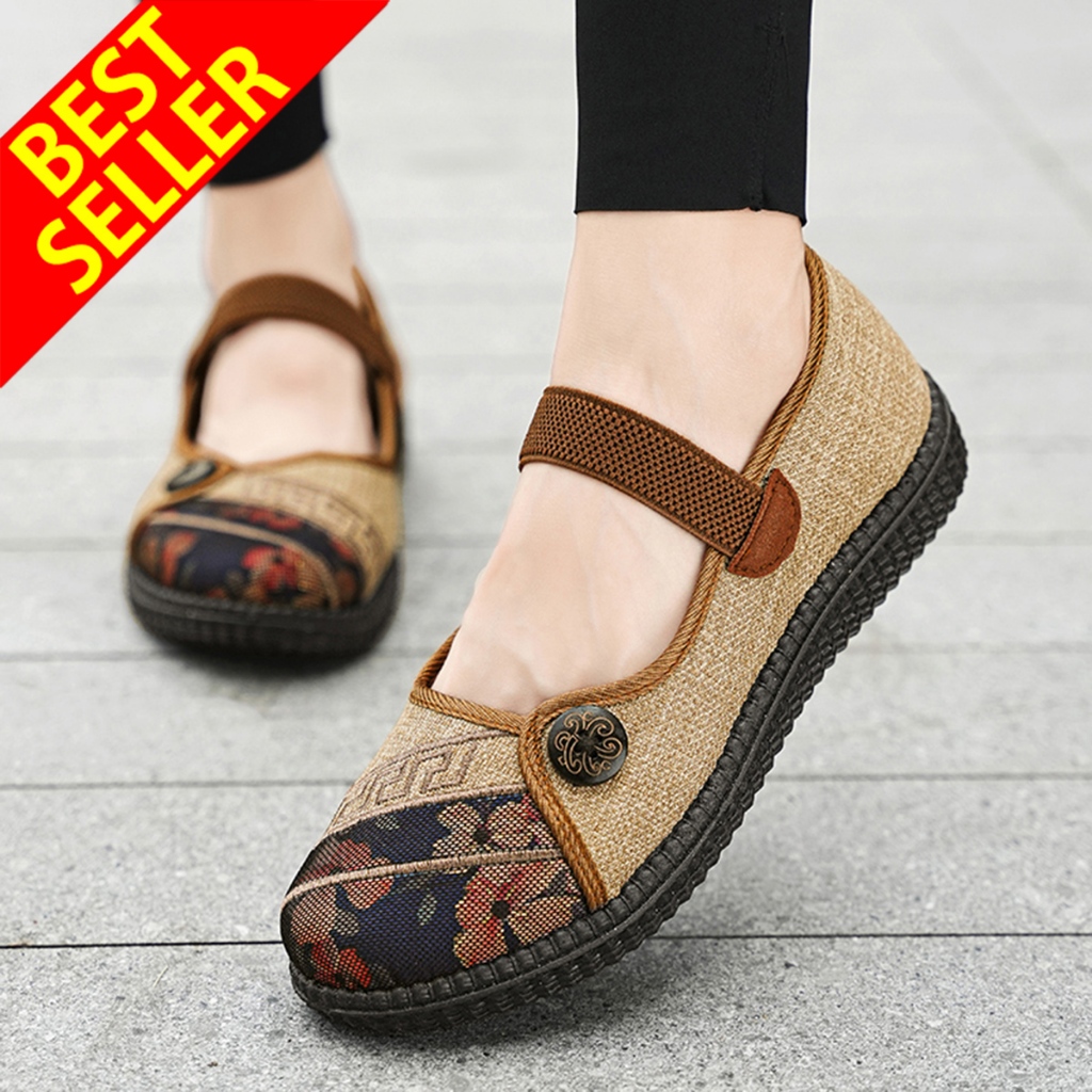 QINGSHUI Loafers Shoes Sepatu Wanita Sepatu Dance Latin Wanita Line Dance Sepatu Terbaru Ringan