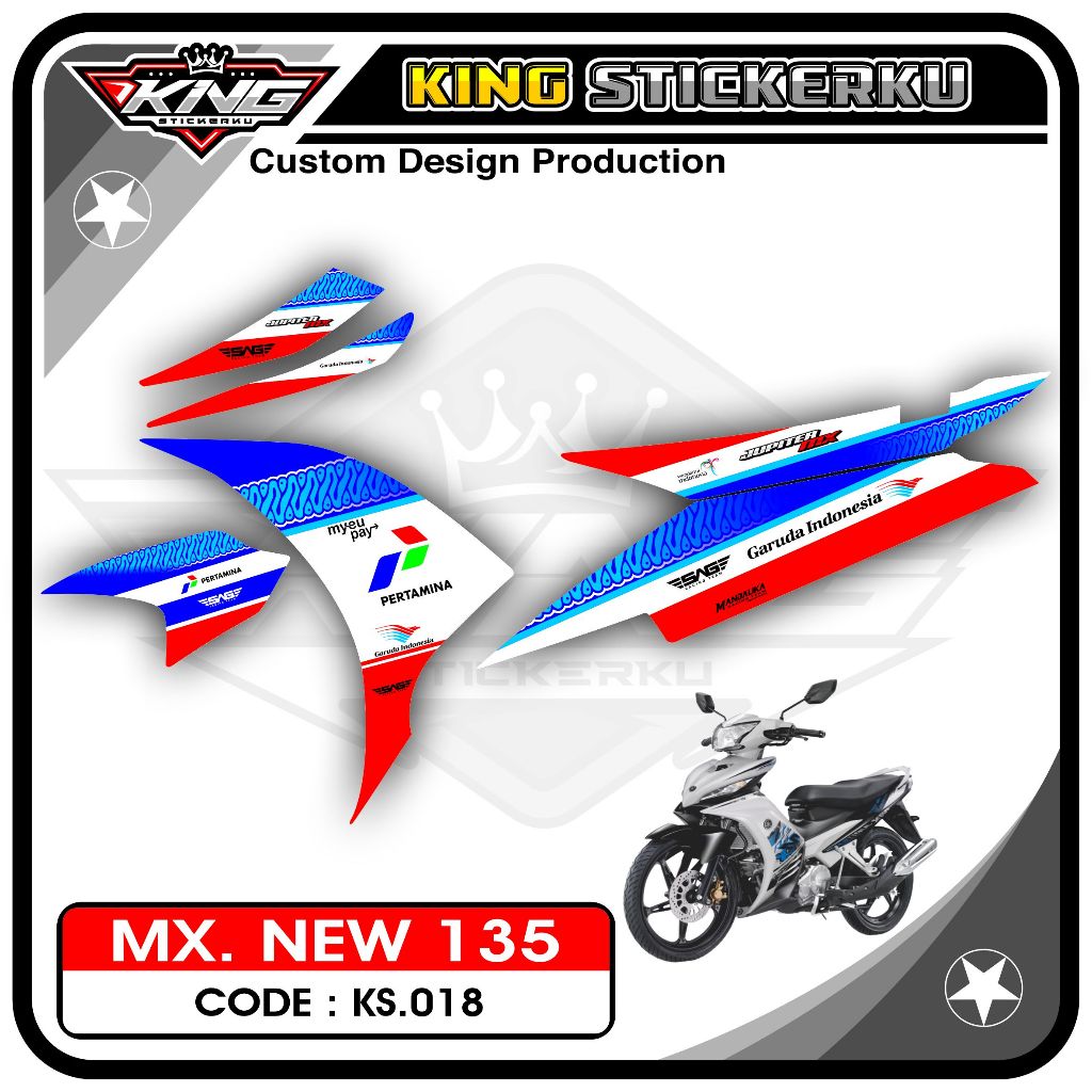 Stiker Jupiter Mx New 135 - Decal Sticker Striping Jupiter Mx New 135 Motif Mandalika KS.18