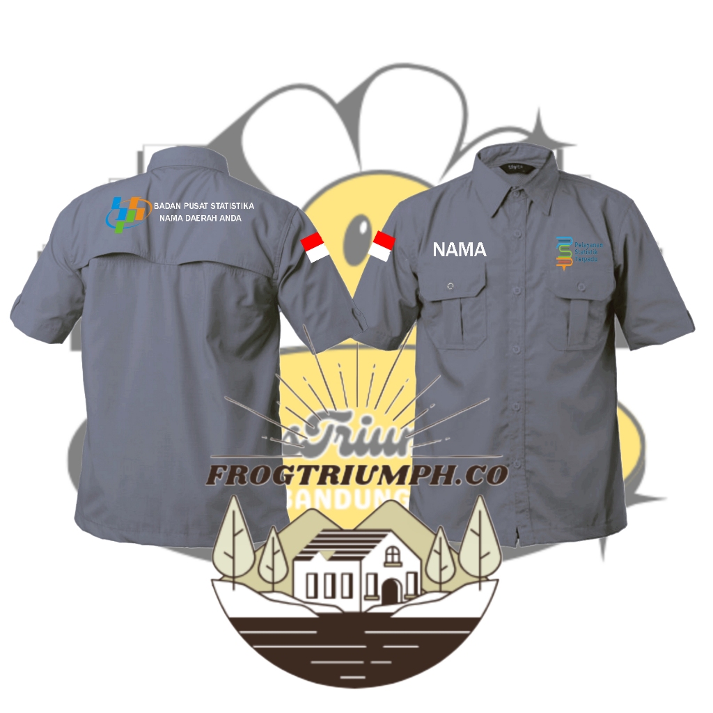 KEMEJA PDL PDH LENGAN PENDEK BADAN STATISTIKA FREE DESIGN CUSTOM