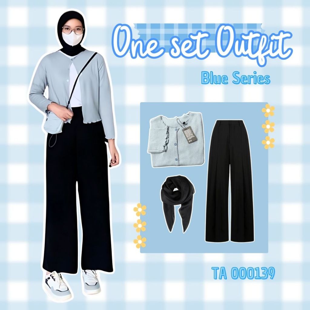 TA000139 One set korean style | Cardigan Korean Style | cardigan wanita lengan panjang  | setelan hi