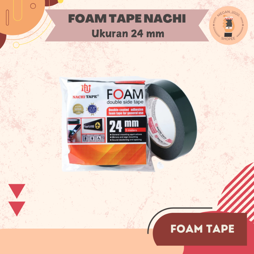

FOAM NACHI BUSA 24MM Doubel Tape Lakban Selotip Plakban Isolasi Solasi 4.5 Meter Murah