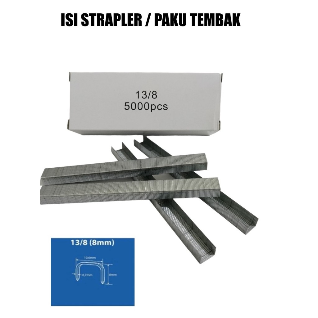 

Isi Stapler Tembak Jok Motor Isi Staples Guntacker Staples Tembak Kertas Kayu 13/8 (8mm)