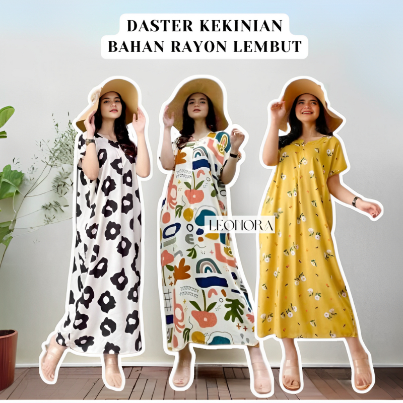 Daster Model Kekinian Bahan Rayon Adem/Daster Busui Viral Selutut Non Ruffle/Daster Remaja