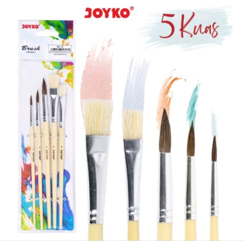 

KUAS GAMBAR LUKIS CAT AIR ACRYLIC POSTER SET JOYKO, 5 KUAS BR-16/ BR-16 / KUAS LUKIS GAMBAR ISI 5 PCS