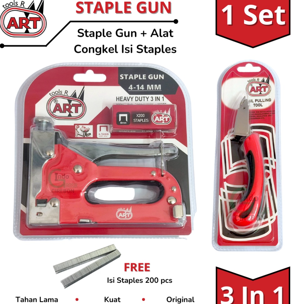 

Murah Trending ART 1 SET Staple Gun Tacker 3 in 1 Congkelan Isi Staples Alat Cabut Pembuka Pencabut Pelepas Isi Staples Stapler Nail Pulling Tool Tembakan Steples Staples Stapler Warna Merah