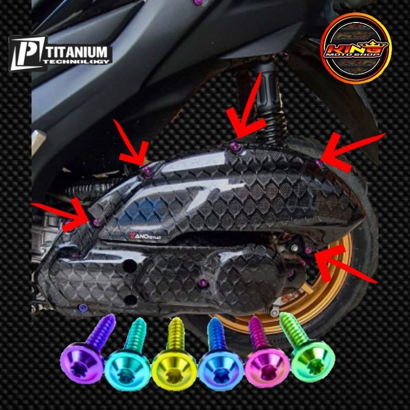 LUJ Baut Filter Titanium NMAX & AEROX Baut Filter Aerox Titanium Satu Set 6 Biji