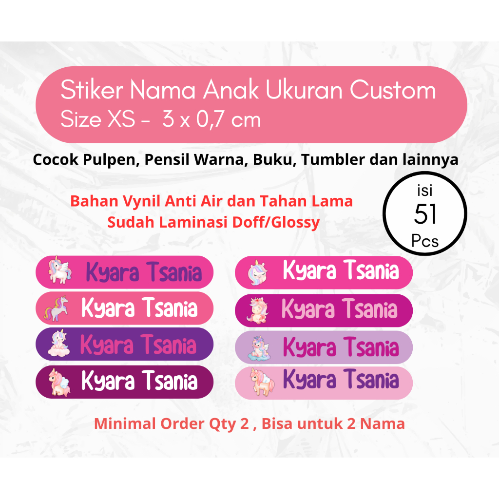 

Label Nama Unicorn, Sticker Cute Pink Unicorn, Stiker Custom Kuda Pony, Label Stiker Pink Ungu Pastel untuk Alat Sekolah