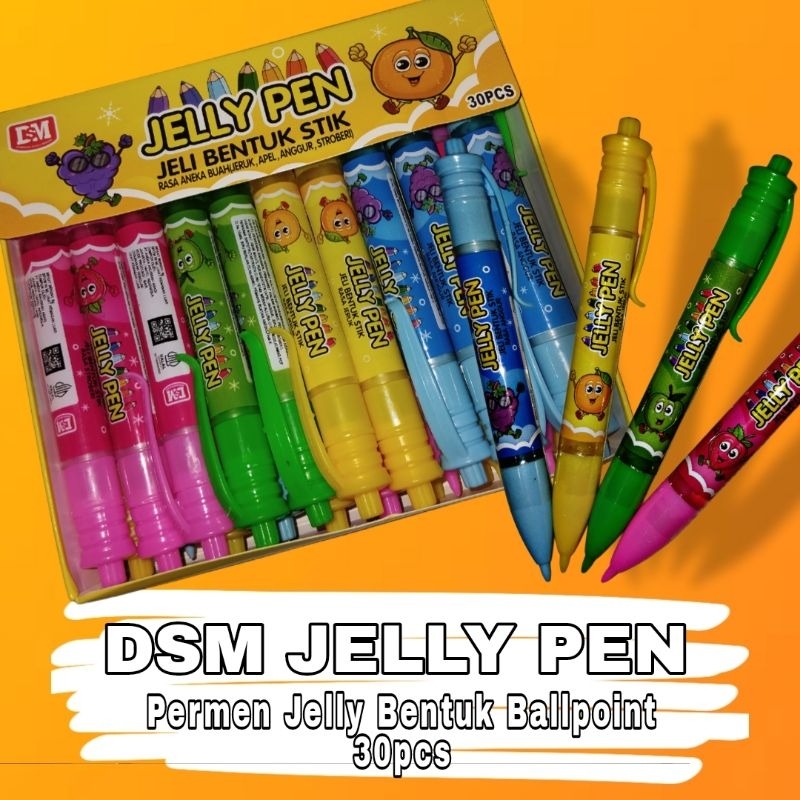 

DSM Jelly Pen Permen Jeli Stick Bentuk Ballpoint Rasa Buah isi 30pcs