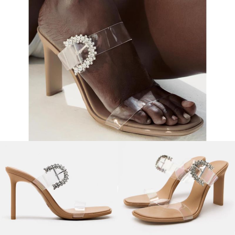 Sepatu ZARA Vinyl Strap High Heels Shoes