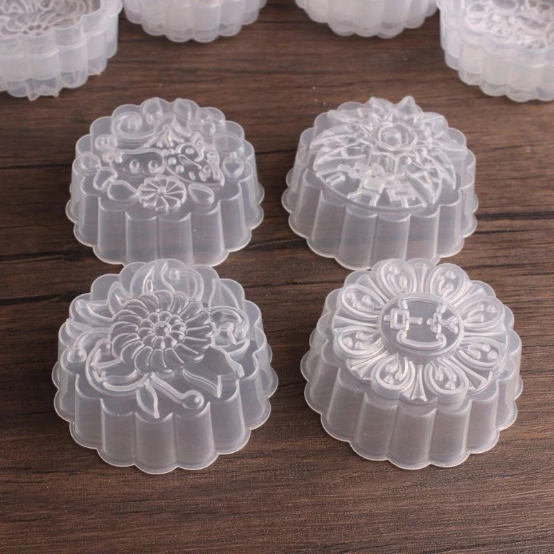 Cetakan kue mooncake/cetakan pudding mooncake/cetakan kue plastik tahan panas/cetakan mooncake 4pcs