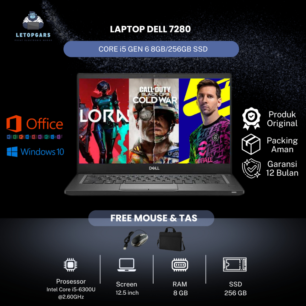 LAPTOP DELL 7280 CORE i5 GEN 6 8GB/256GB SSD