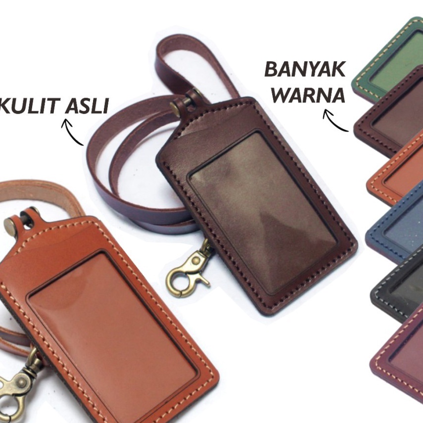 

Serba Update Gantungan dompet ID card kulit coklat tali id card holder model palang