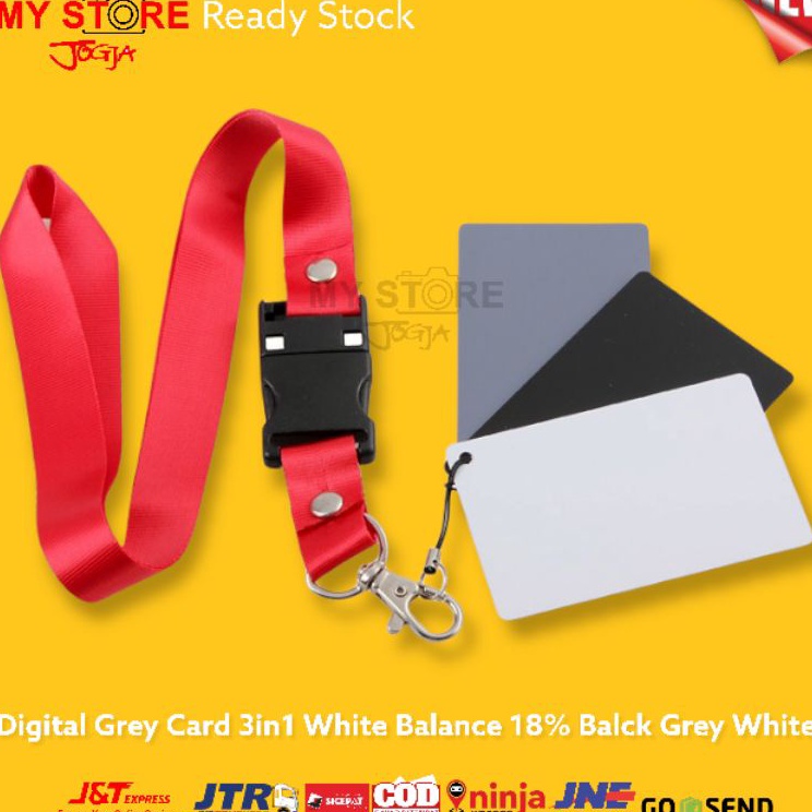 Sekarang Puas  Digital Grey Card Color White Balance 18 wb 3 in 1 Kartu Black Grey White with Neck S