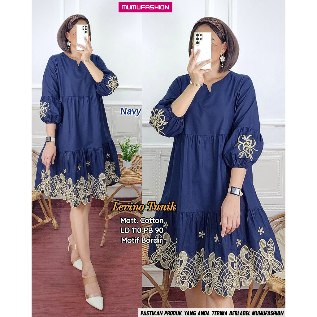 TKG - LEVINO TUNIK Atasan Wanita Tunik Katun Bordir Premium by Fashion Muslim solo