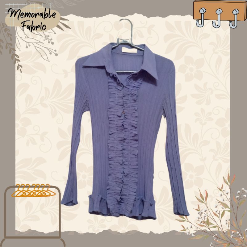 Kemeja Kerut Ungu Muda [Preloved]