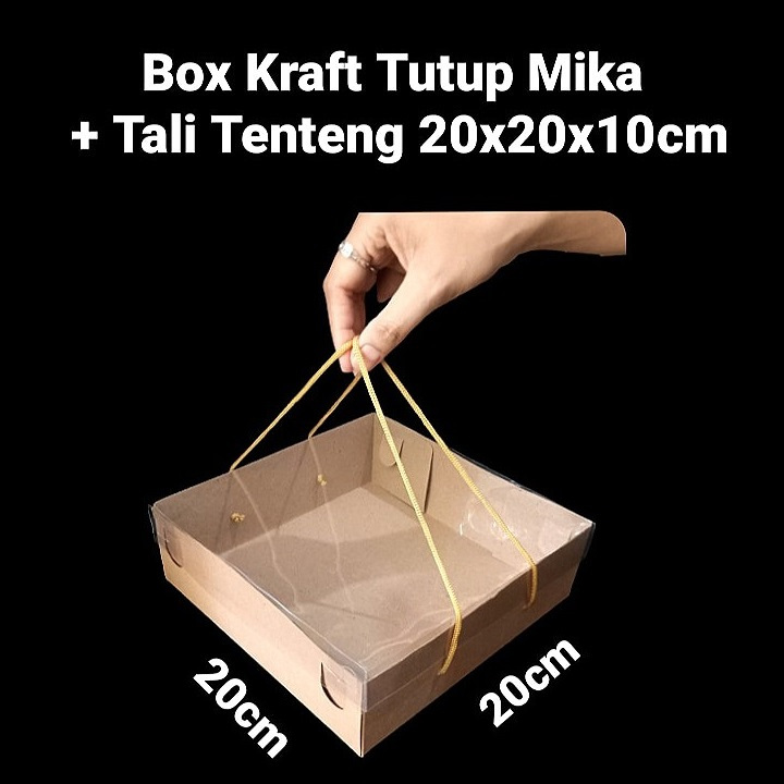 

( 5 pcs ) Kotak Box Mika Hampers Cake Dus Tali Tenteng 20x20x10 cm Packaging Kado Souvenir Hadiah