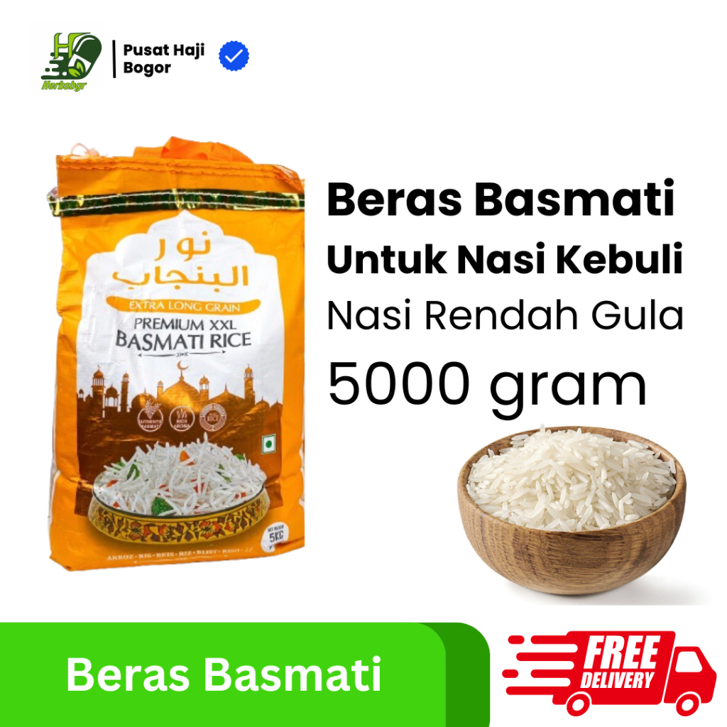 

Beras Basmati Punjab 5kg / Basmati Perfect Rice Asli India Extra Long Premium Beras Kebuli