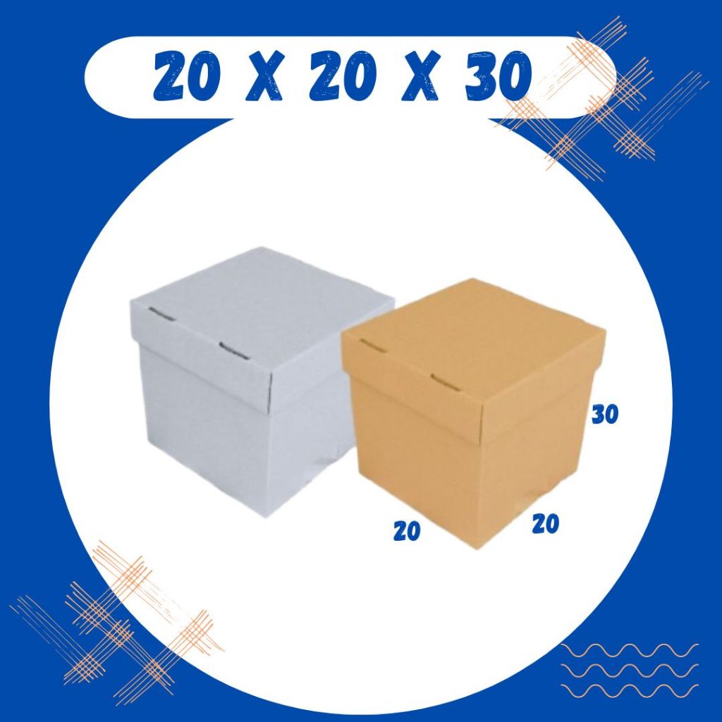 

Box Kado 20x20x30 / 20x20x20 / 20x20x10 (Set Top/Bot Heebe) Kardus Packing/Karton/Paking/Polos/Hampers/Boneka/Buah/Puding/Tart
