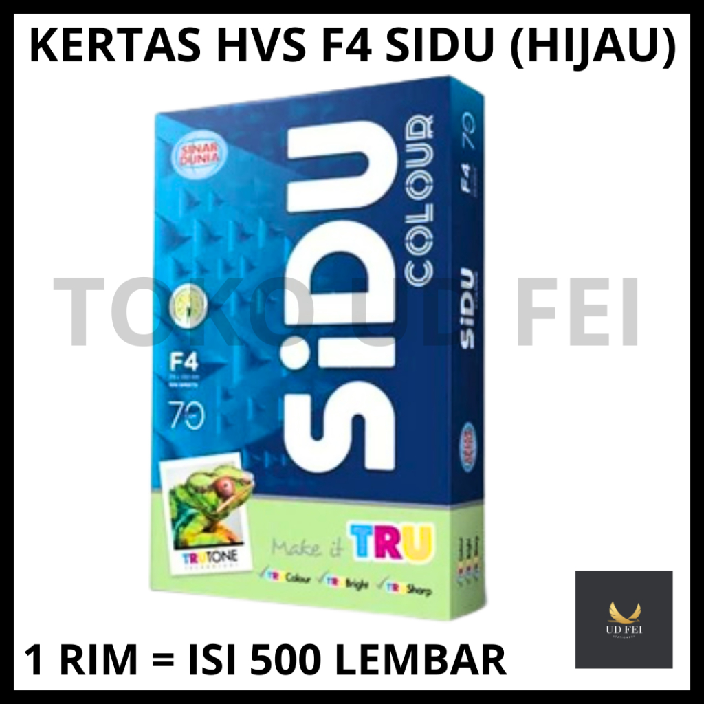 

(1 RIM=500 LEMBAR) KERTAS HVS F4 SIDU WARNA/ KERTAS HVS F4/ KERTAS PRINT F4/ KERTAS FOTOCOPY F4 COLOUR