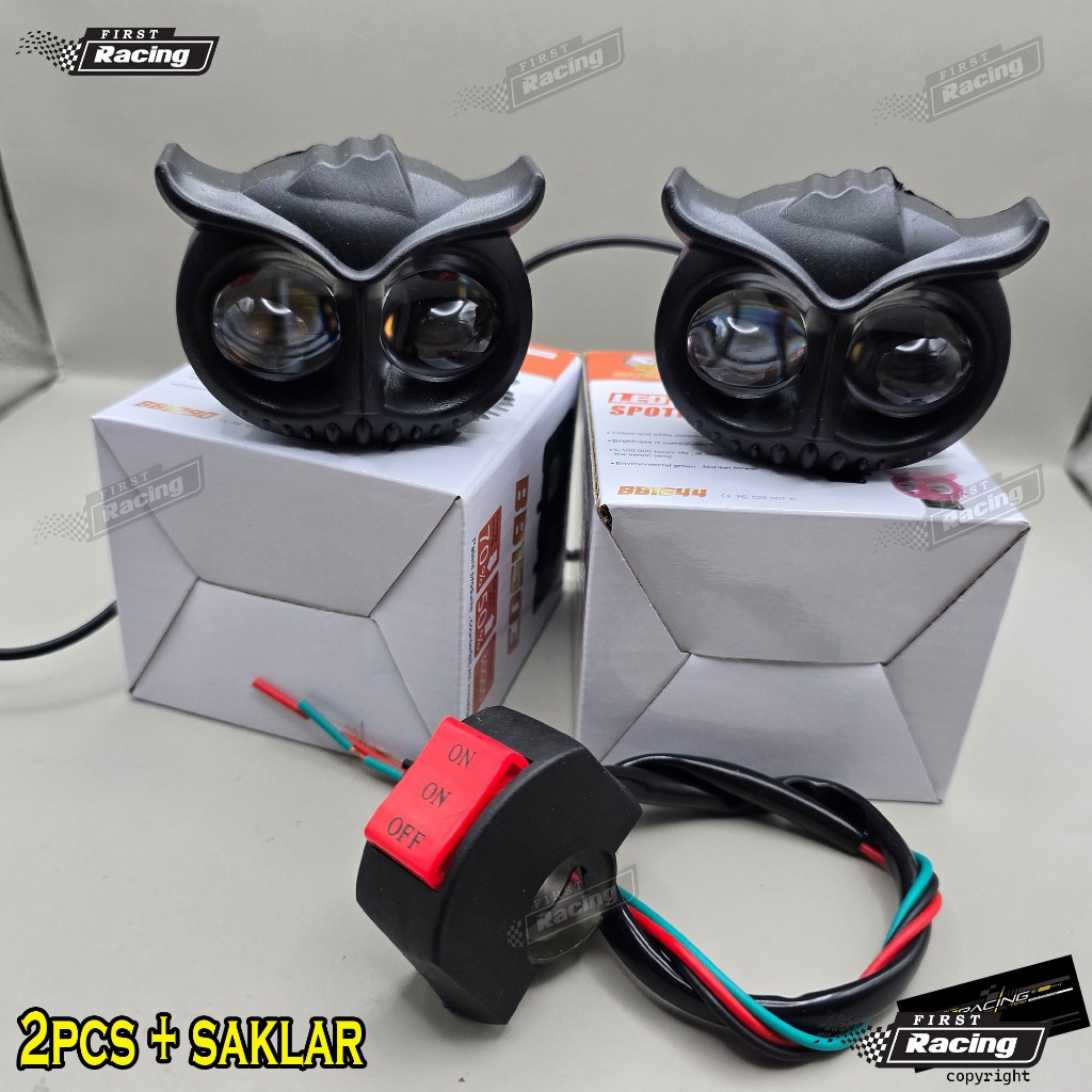 LAMPU SOROT LED/LAMPU TEMBAK LED/LAMPU SOROT OWL 2 LED 12 VOLT DC CAHAYA KUNING-PUTIH/LAMPU TEMBAK M