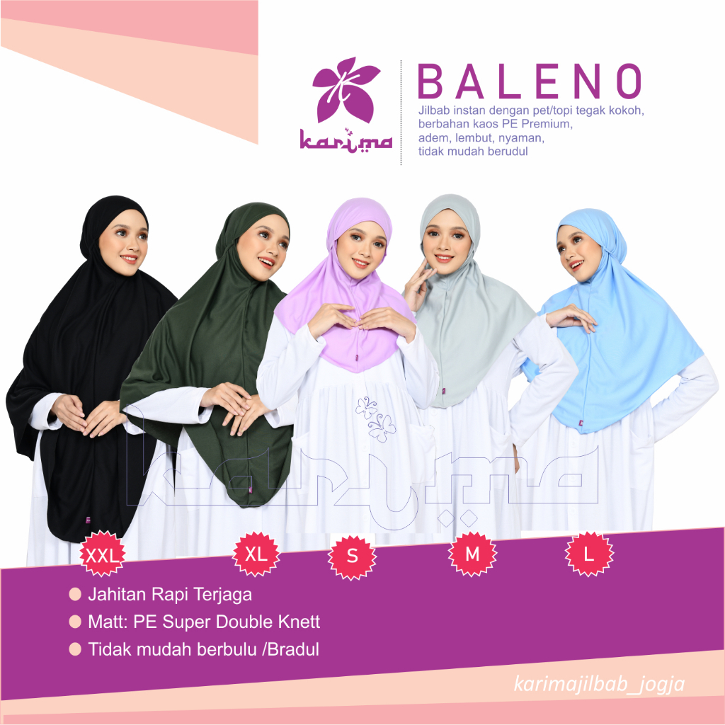 Baleno Jilbab Instan Bergo Kerudung Kaos Syari Karima
