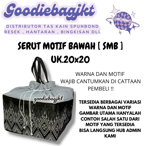 

GOODIEBAG TAS KAIN, BOX BESEK NASI BERKAT UK 20X20 SERUT MOTIF BAWAH ISI 12PCS / 1 LUSIN