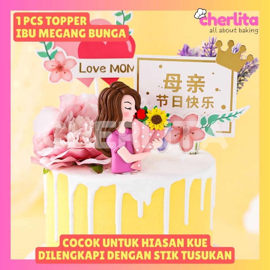 Topper Hari Ibu Ayah Mom Mothers Day Dad Pregnant Hamil Hiasan Kue Ultah Premium