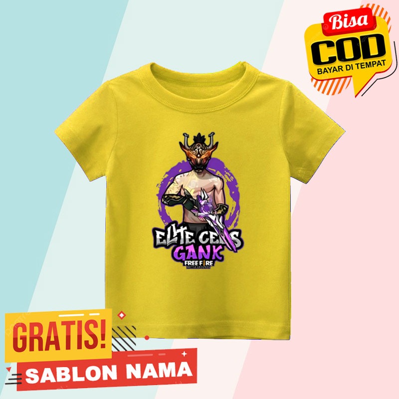 BAJU KAOS ANAK MOTIF FF FREE FIRE ELITE CEES GANK SEASON 1