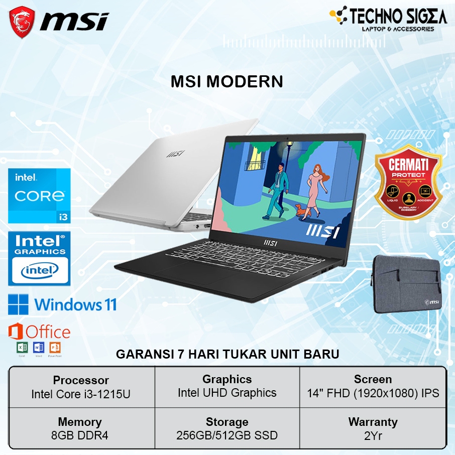 MSI Modern 14 i3 1215 8GB 512GB 14.0 FHD IPS