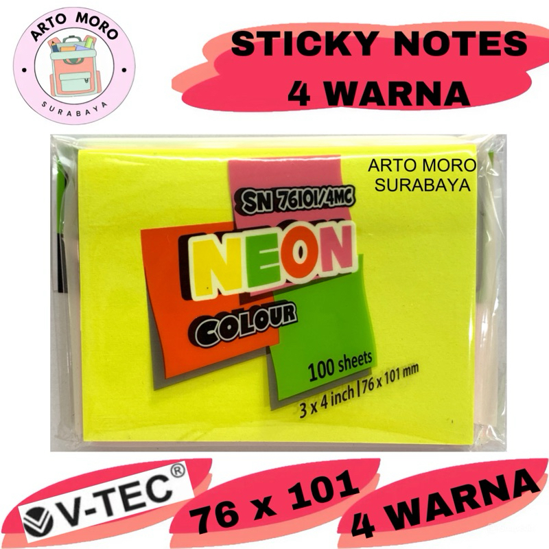 

STICKY NOTES 76x101 4 WARNA VTEC (1PCS) READY STOCK SURABAYA