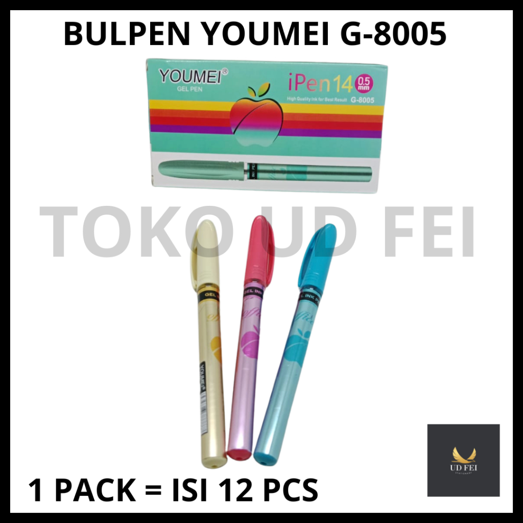 

(1 PACK = 12 PCS) Pulpen Gel Apel / Pen Ipen Murah / Bolpen Apple 0.5mm/Bulpen Gel Apel YOUMEI G-8005