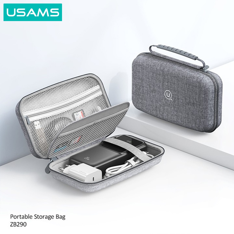 USAMS ZB290 Portable Storage Bag Tas Powerbank Charger Kabel