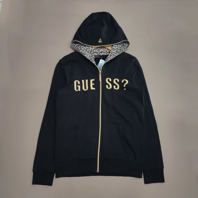 Hoodie zipper guess hitam second