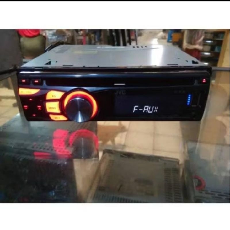 singledin jvc cd mp3 usb aux radio am fm headunit audio mobil