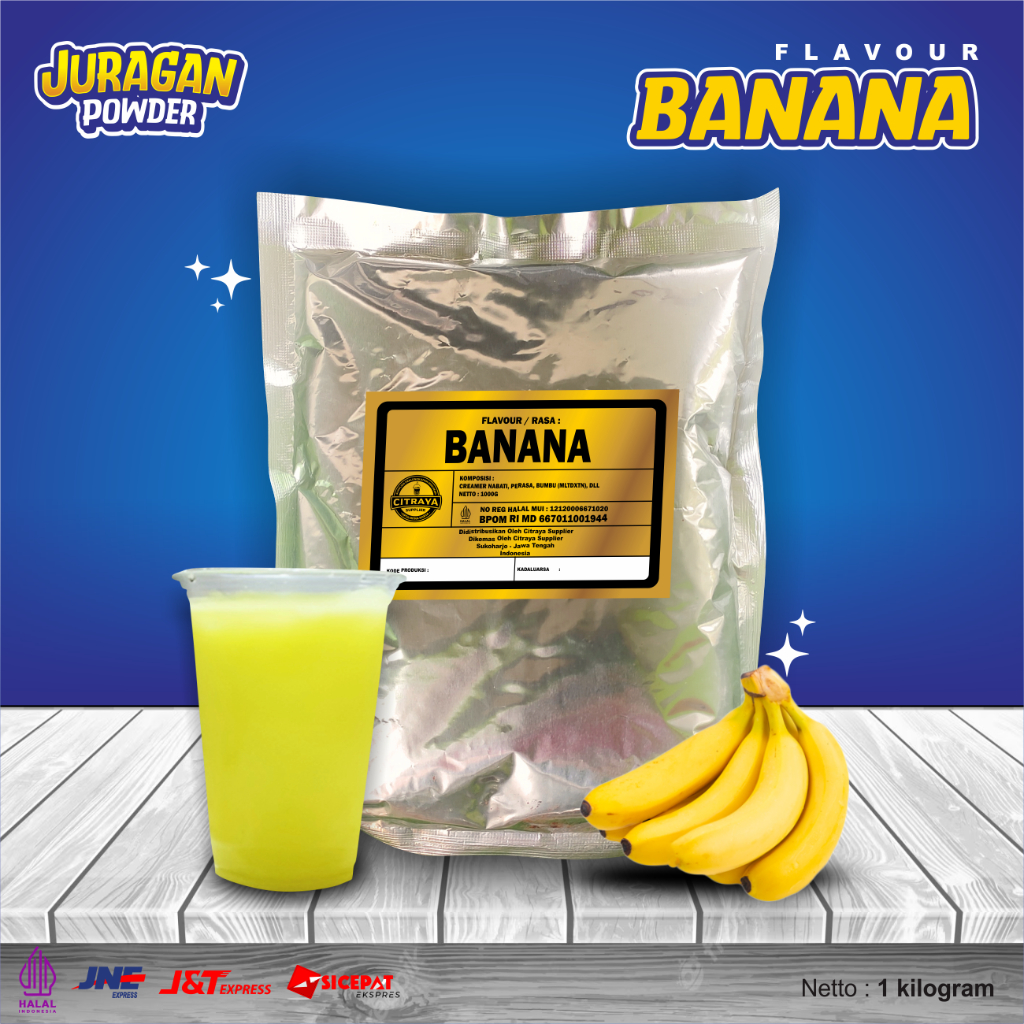 

BUBUK MINUMAN RASA BANANA / SERBUK MINUMAN RASA BANANA / BUBUK INSTAN BANANA / SERBUK INSTAN BANANA / BUBUK MINUMAN KEKINIAN RASA BANANA / BUBUK RASA BANANA