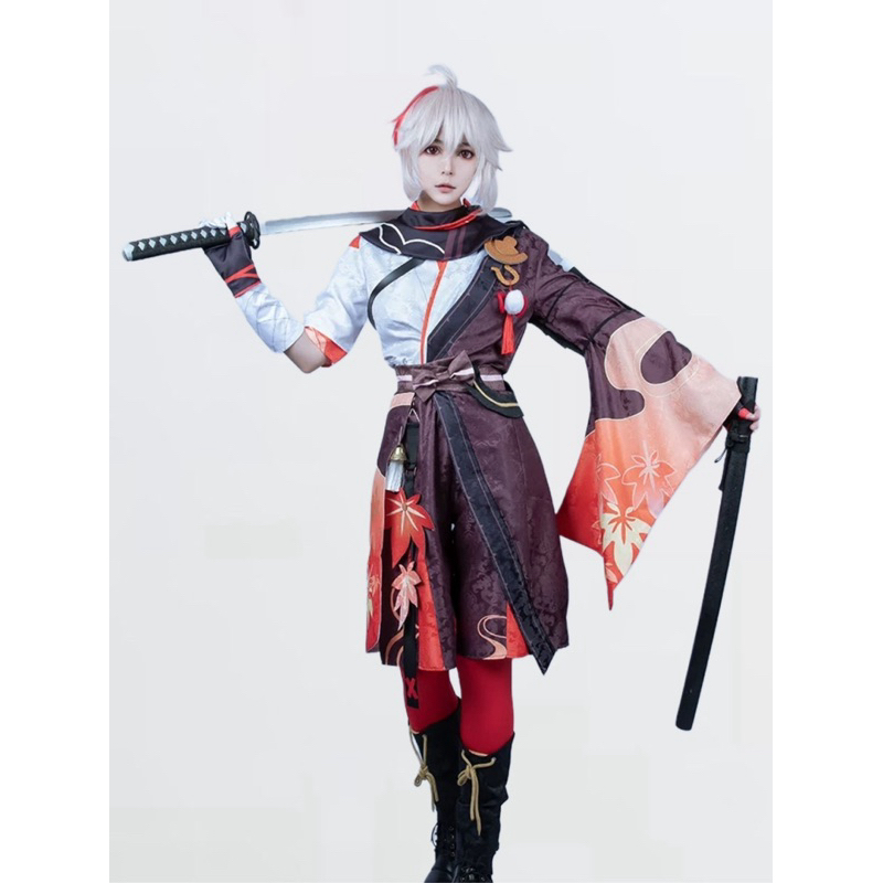 【Lolicos】Ready Kazuha Genshin Impact Kaedehara Kazuha Cosplay Costume Fullset Wig Game Anime Kostum 