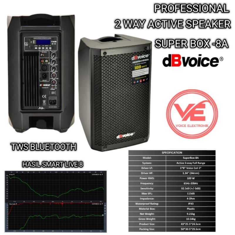 Speaker Aktif DbVoice Original Speaker Bluetooth TWS Speaker 8 Inch