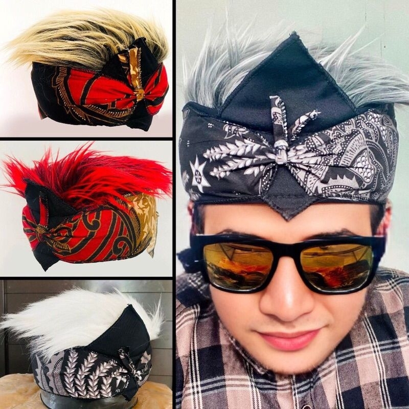 Udeng Rambut Palsu, Ikat Kepala Sunda Rambut Palsu,  Udeng Bali , Udeng Jadi , Udeng Banyuwangi Prem