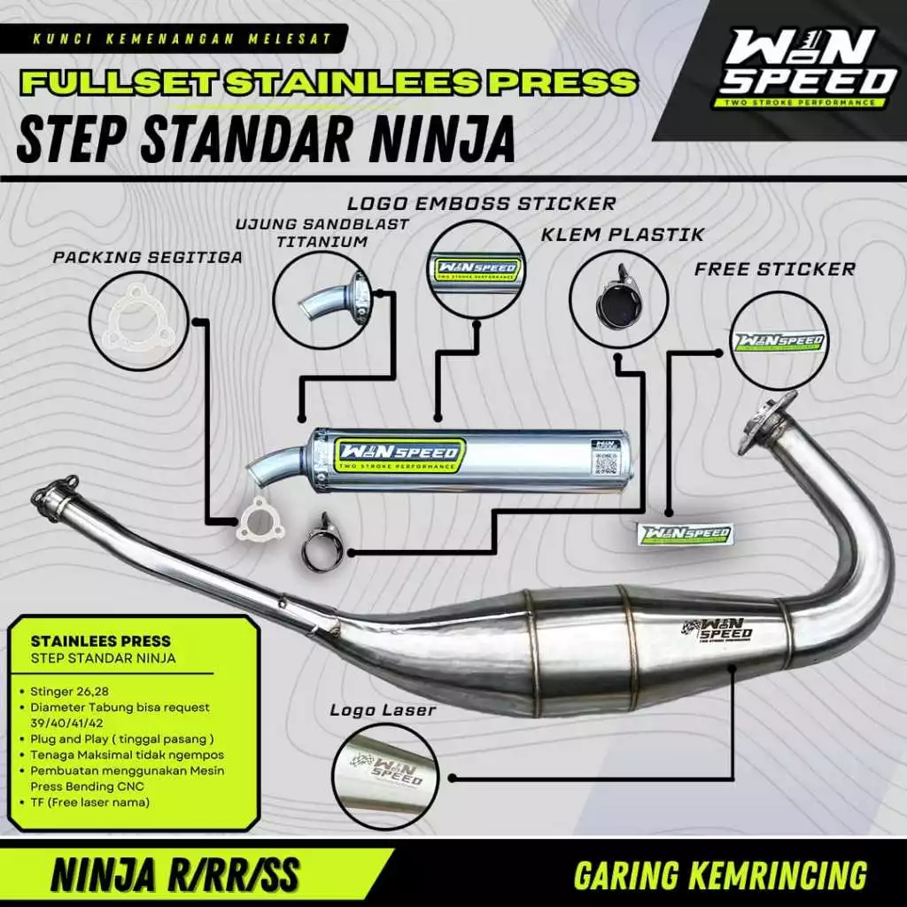 Knalpot Ninja R/RR/SS Stanlis Pres Standar Original Win Speed Original Win Speed