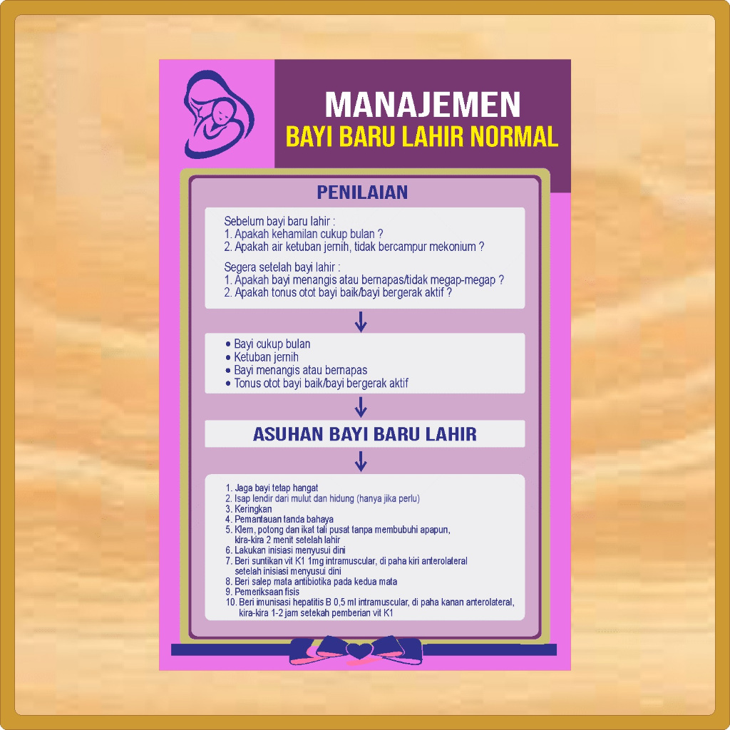 Stiker Poster Manajemen Bayi Baru Lahir Normal, Stiker Poster Kebidanan, Stiker Poster Kesehatan Per