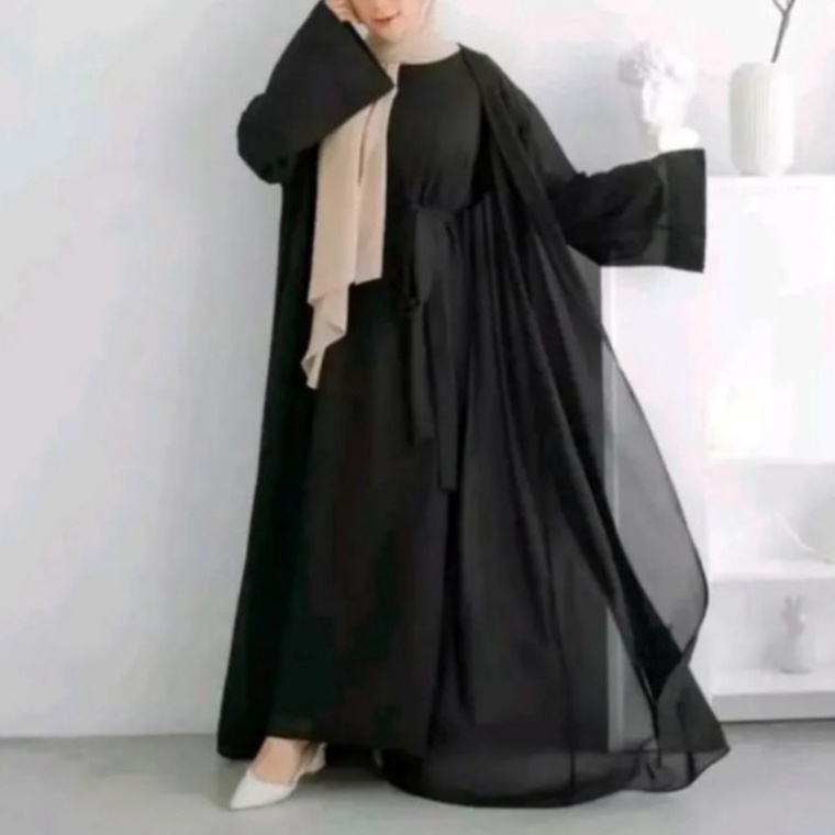 Gratis Pengiriman baju syari terbaru gamis Abaya Turkey set outer iner Kekinian Remaja putri spotmas