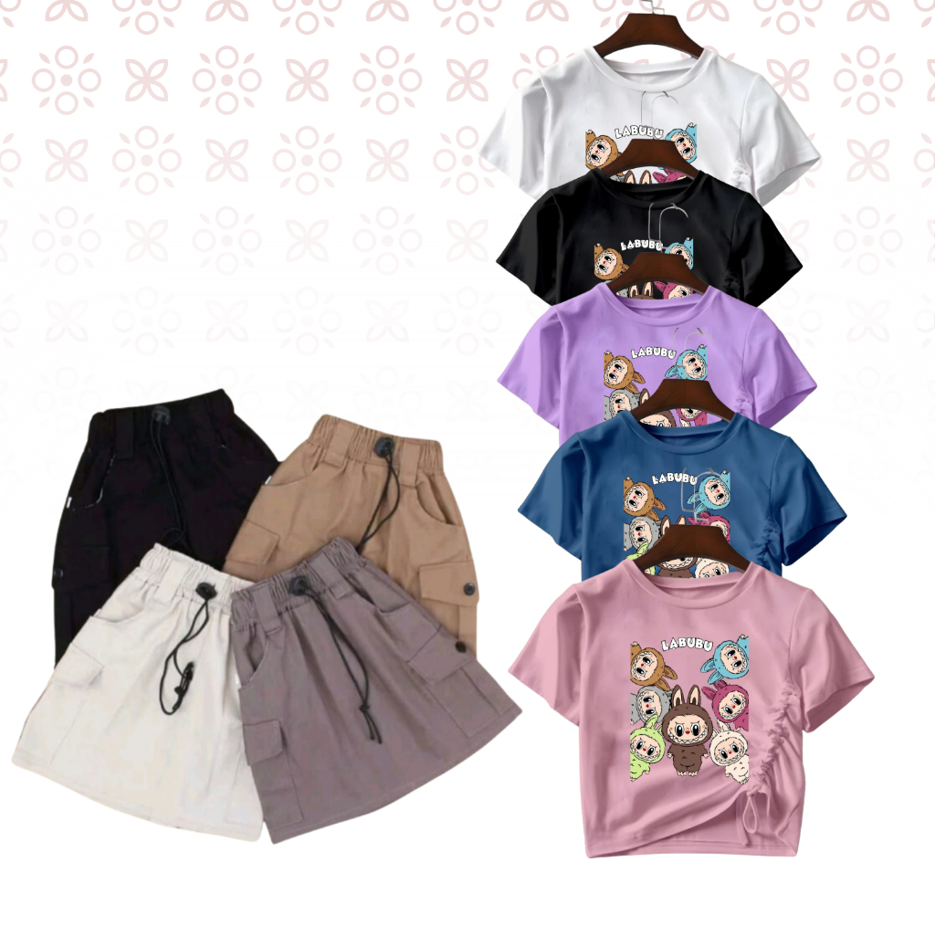 Setelan labubu anak prempuan arsyla set umur1-10 tahun