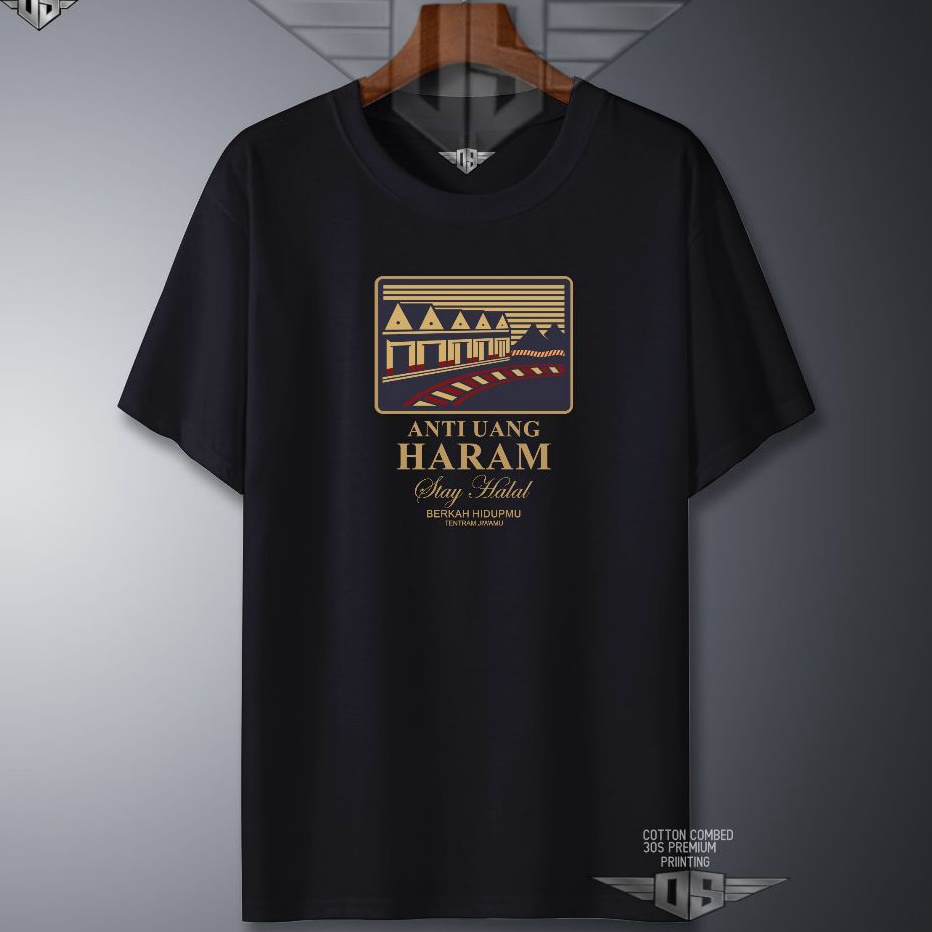 Onesimos Kaos Distro ANTI DUIT HARAM Cotton Combed 3s Tulisan Japan Tshirt Pria Distro Baju Oong Ban